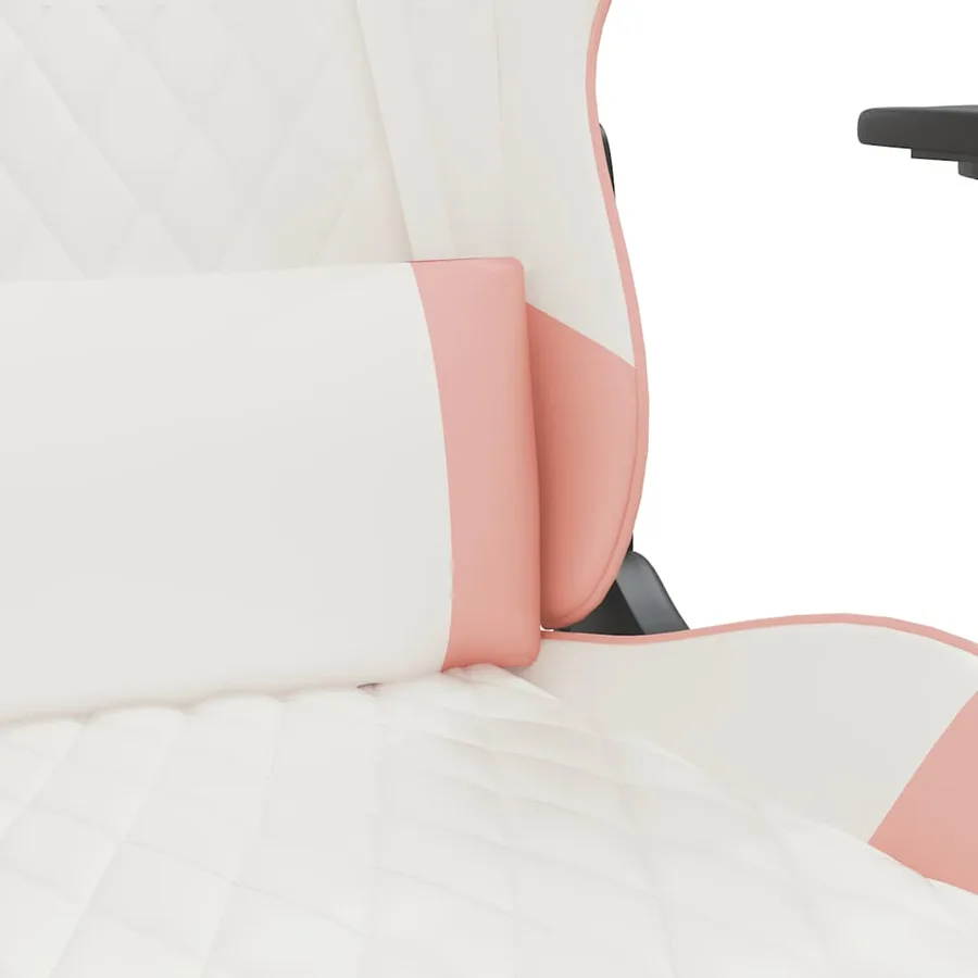 Chaise de jeu de massage avec repose-pied Blanc&Rose Similicuir - 9