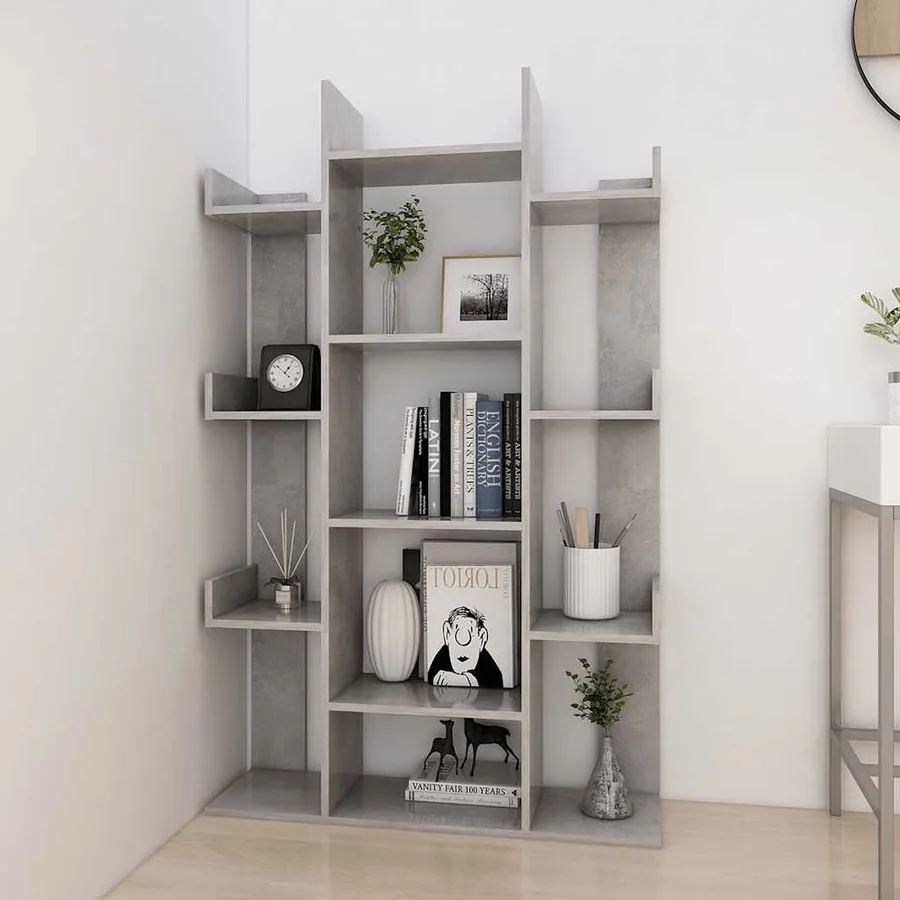 Bibliothèque Gris béton 86x25,5x140 cm Bois d’ingénierie - 3