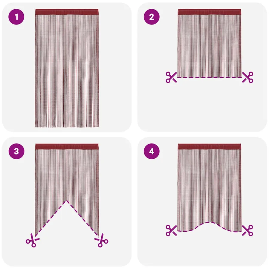 Rideau en fils 2 pcs 100 x 250 cm Bordeaux - 6