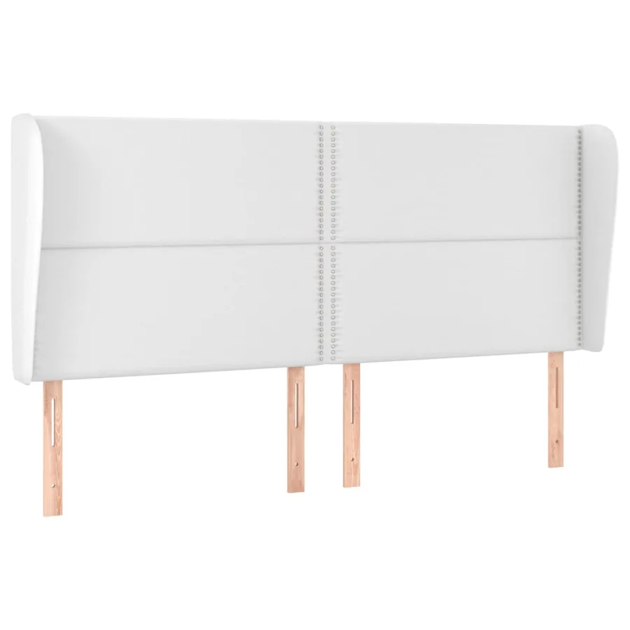 Tête de lit avec oreilles Blanc 203x23x118/128 cm Similicuir - 2