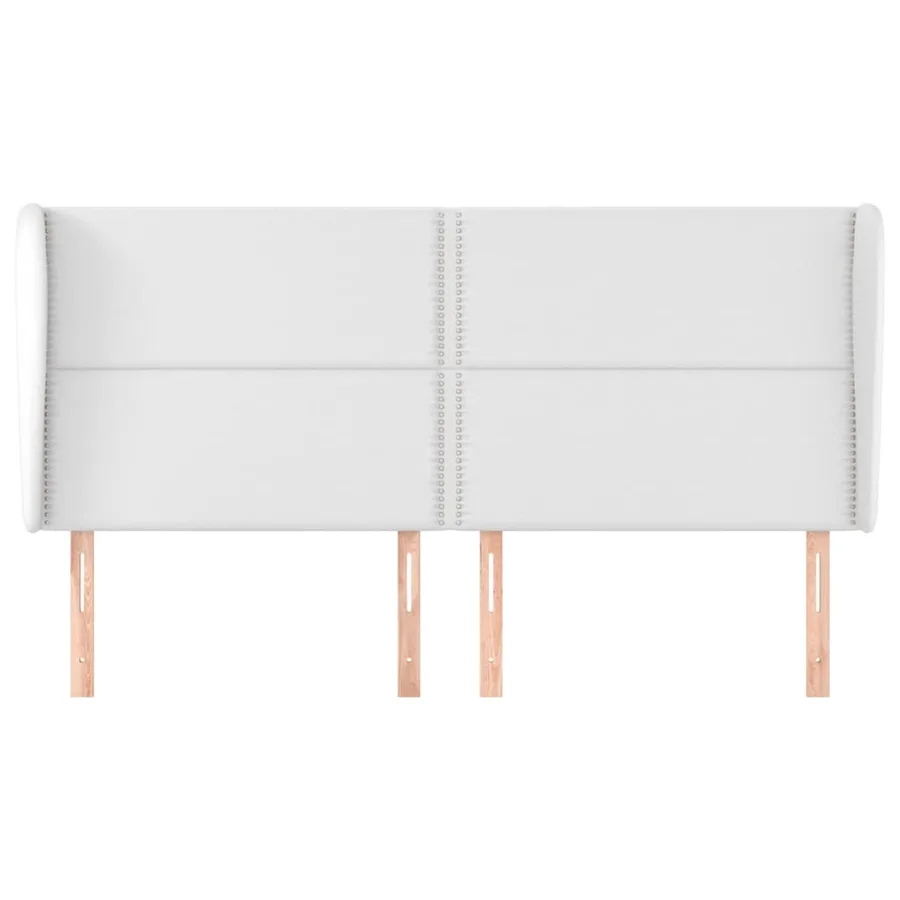 Tête de lit avec oreilles Blanc 203x23x118/128 cm Similicuir - 3