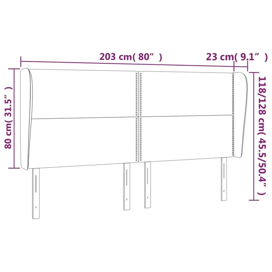 Tête de lit avec oreilles Blanc 203x23x118/128 cm Similicuir - 9