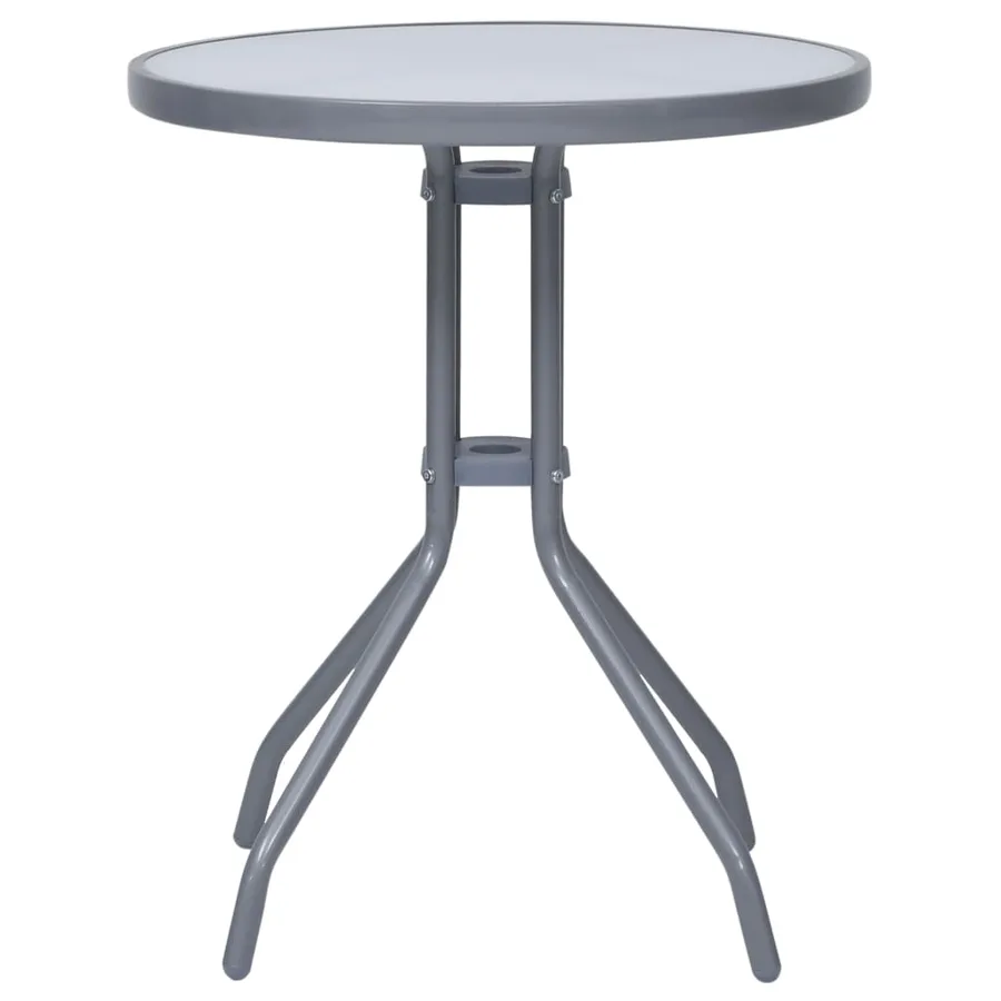 Table de jardin Gris clair 60 cm Acier et verre - 2