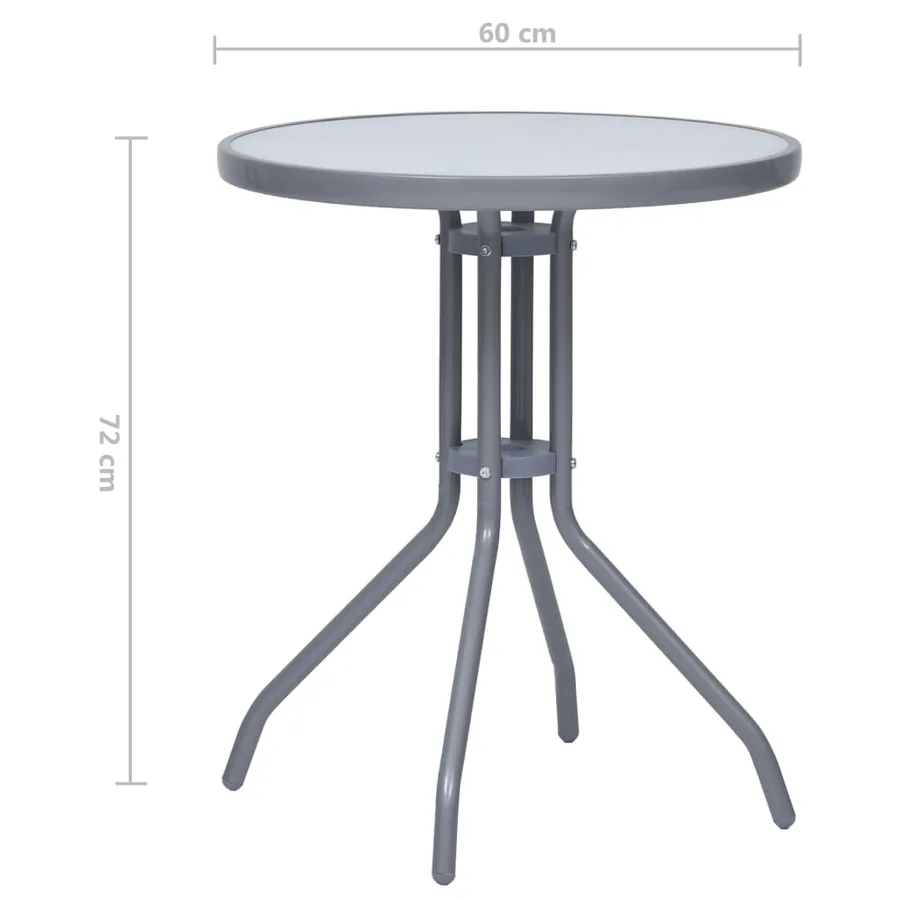Table de jardin Gris clair 60 cm Acier et verre - 5