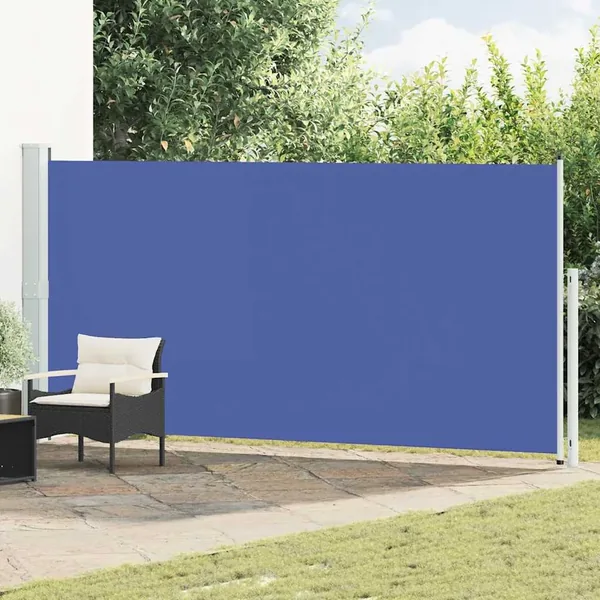 Auvent latéral rétractable de patio 180x500 cm Bleu