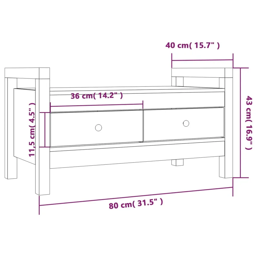 Banc d'entrée Gris 80x40x43 cm Bois de pin massif - 10