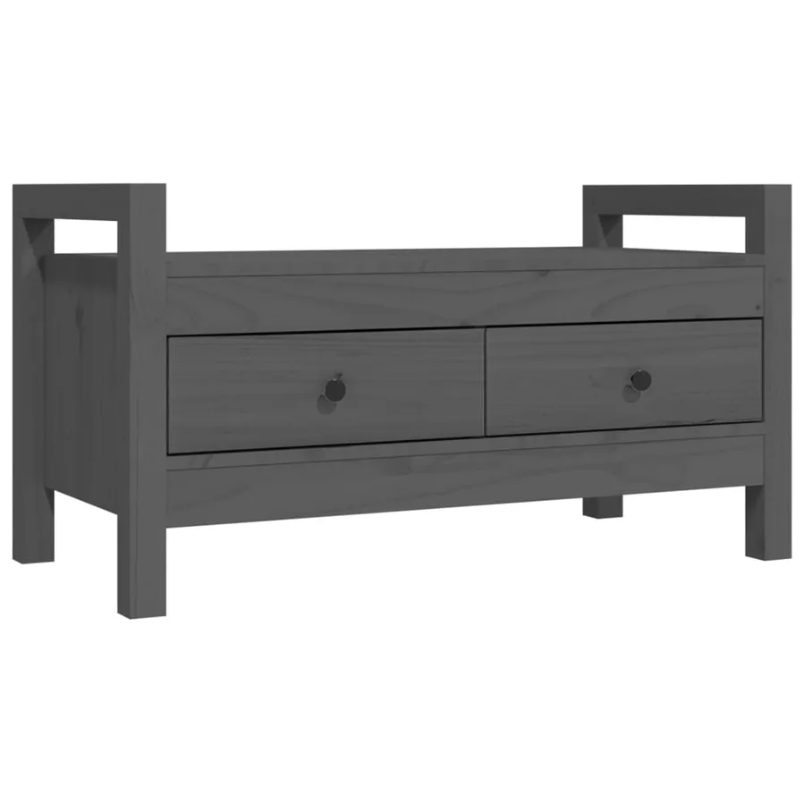 Banc d'entrée Gris 80x40x43 cm Bois de pin massif - 2