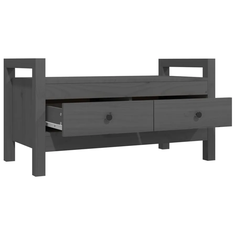 Banc d'entrée Gris 80x40x43 cm Bois de pin massif - 3