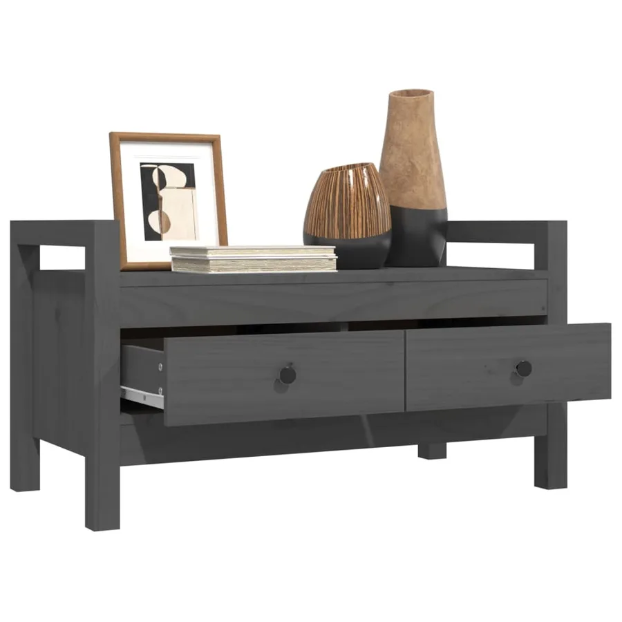 Banc d'entrée Gris 80x40x43 cm Bois de pin massif - 7