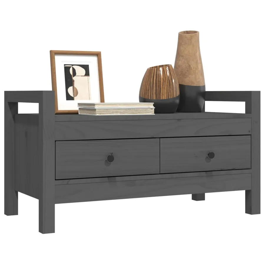 Banc d'entrée Gris 80x40x43 cm Bois de pin massif - 8