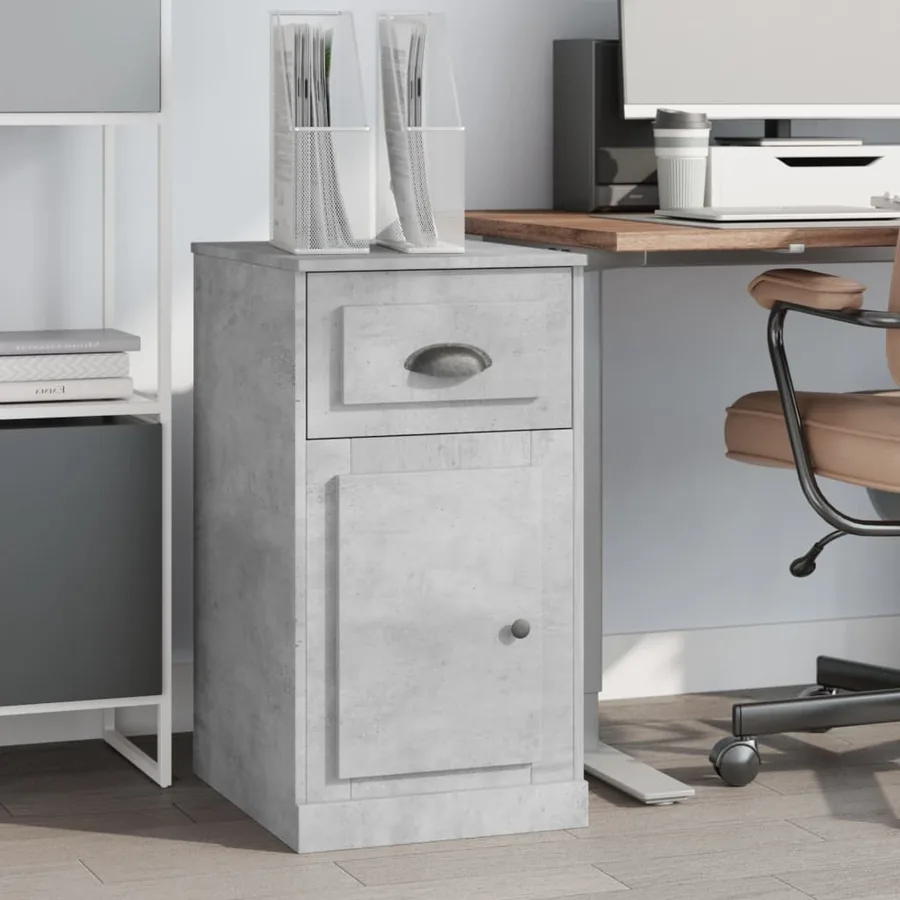 Armoire latérale avec tiroir gris béton 40x50x75 cm
