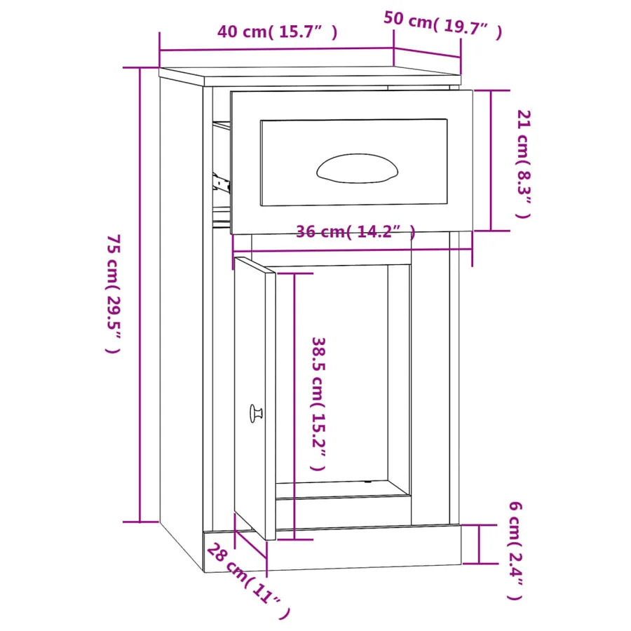 Armoire latérale avec tiroir gris béton 40x50x75 cm - 11