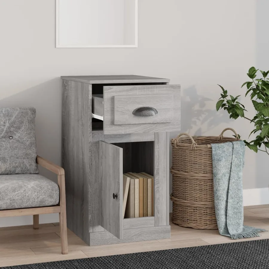 Armoire latérale avec tiroir gris béton 40x50x75 cm - 3