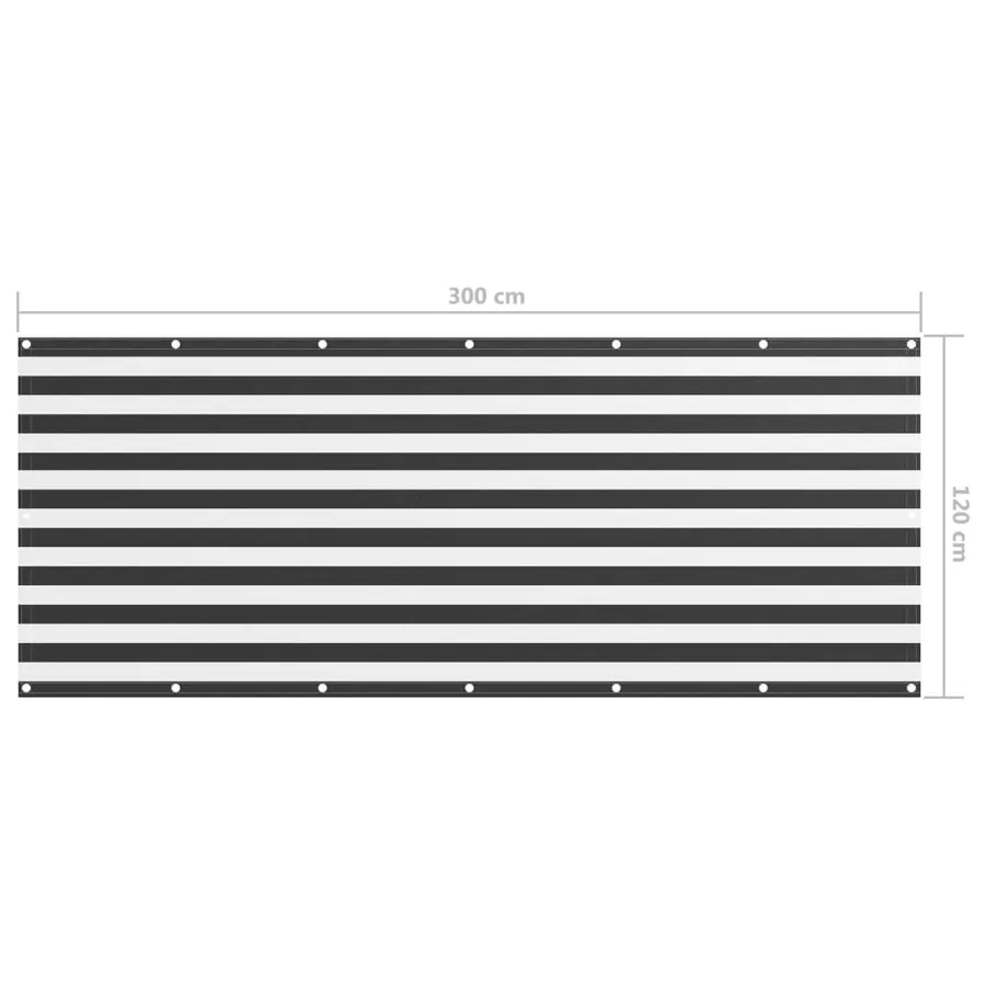 Écran de balcon Anthracite et blanc 120x300 cm Tissu Oxford - 5