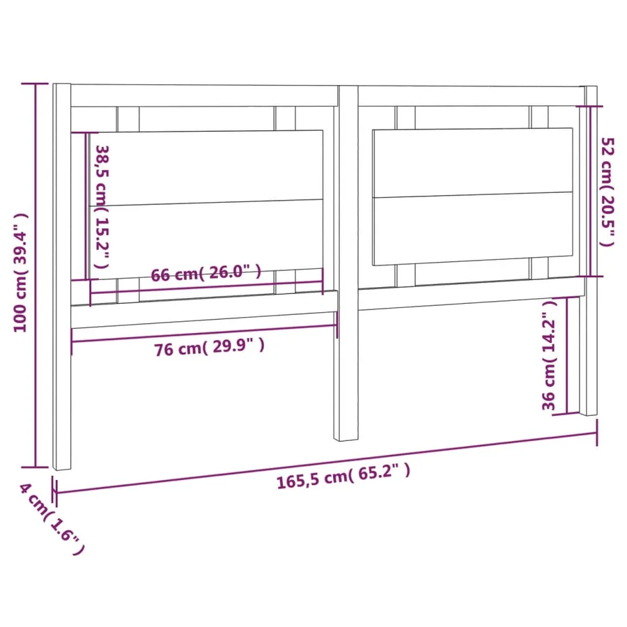 Tête de lit Blanc 165,5x4x100 cm Bois massif de pin - 6