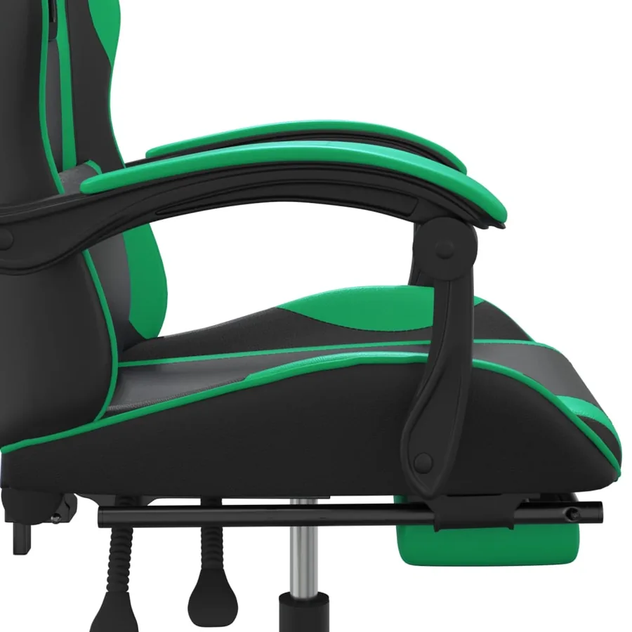Chaise de jeu avec repose-pied Noir et vert Similicuir - 10