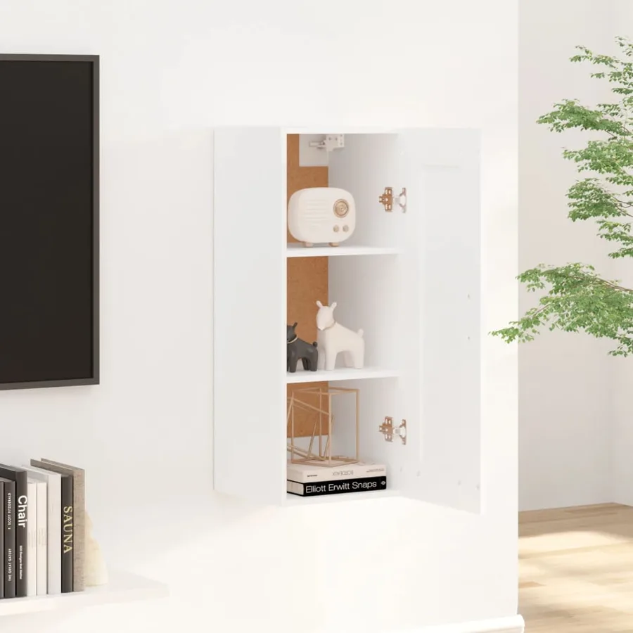 Armoire suspendue Blanc 35x34x90 cm Bois d'ingénierie - 3