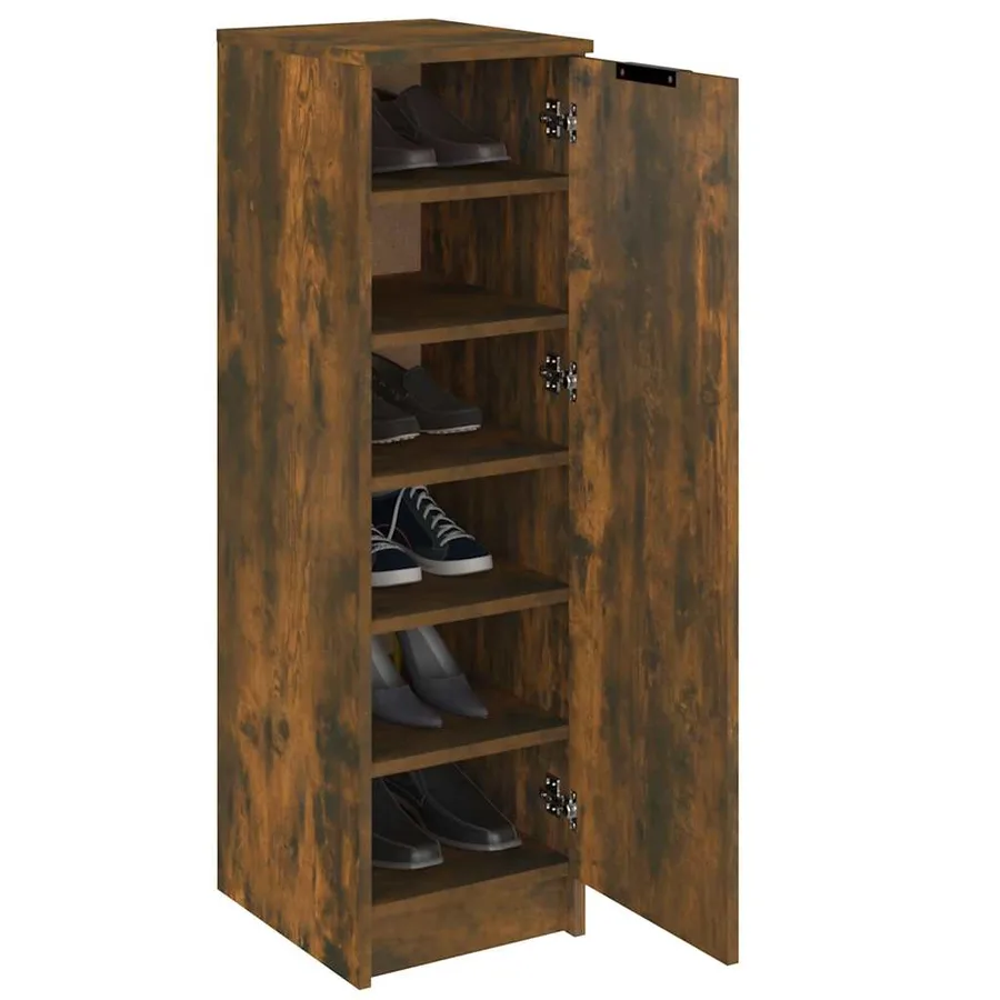 Meuble à chaussures Chêne fumé 30x35x100 cm Bois d'ingénierie - 4