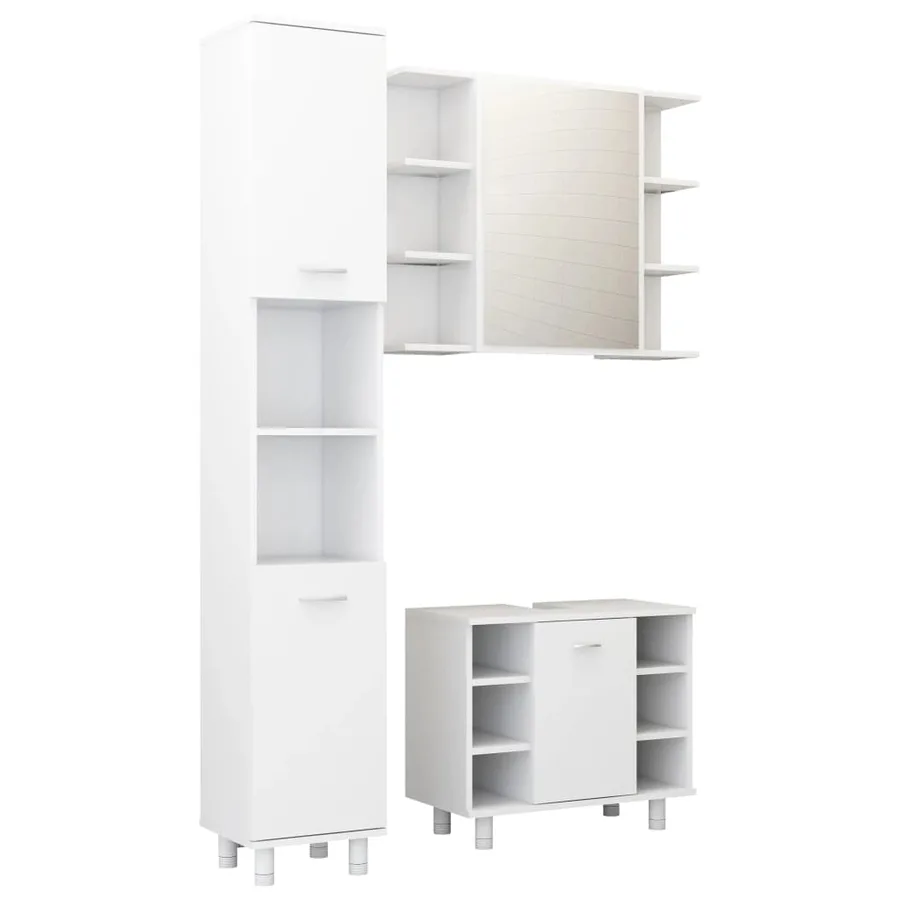 Ensemble de meubles de salle de bain 3pcs Blanc Bois ingénierie - 2
