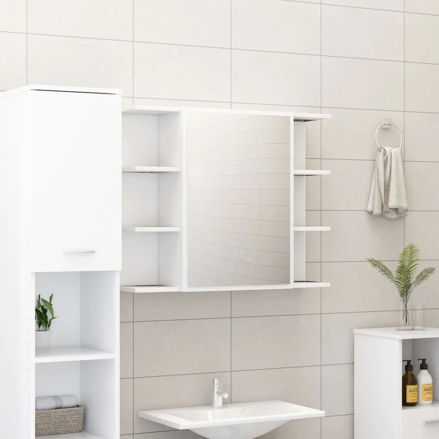 Ensemble de meubles de salle de bain 3pcs Blanc Bois ingénierie - 4