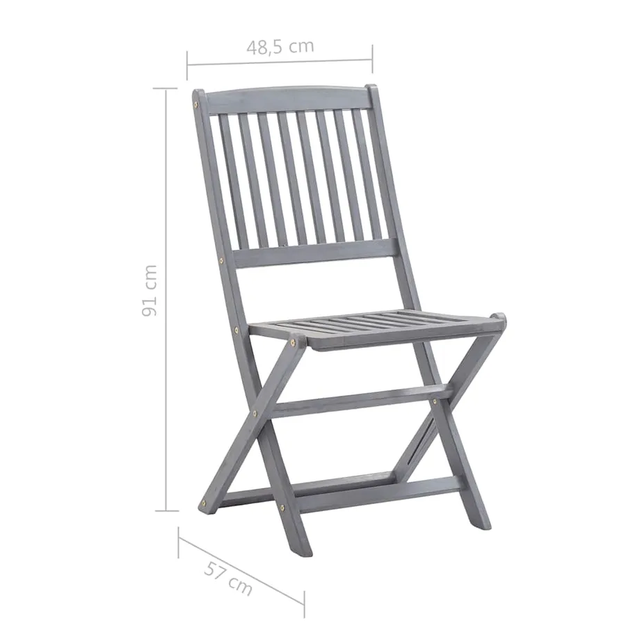 Chaises pliables d'extérieur lot de 8 et coussins Bois d'acacia - 7