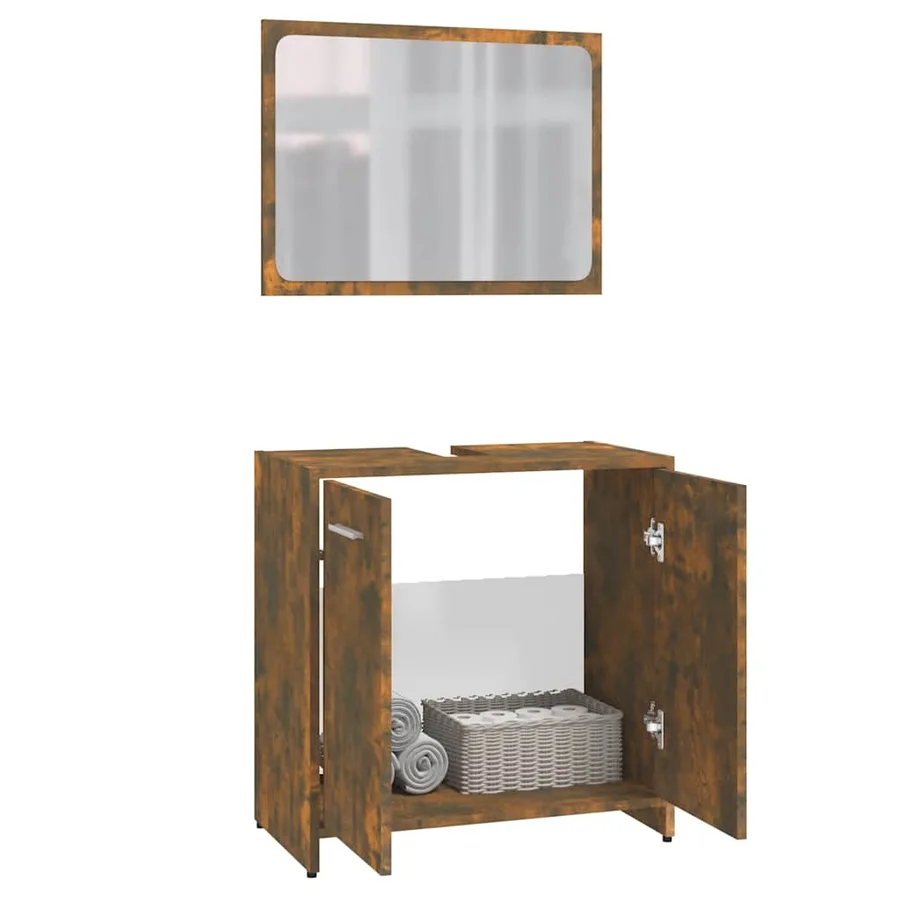 Meubles de salle de bain Chêne fumé Bois d'ingénierie - 4