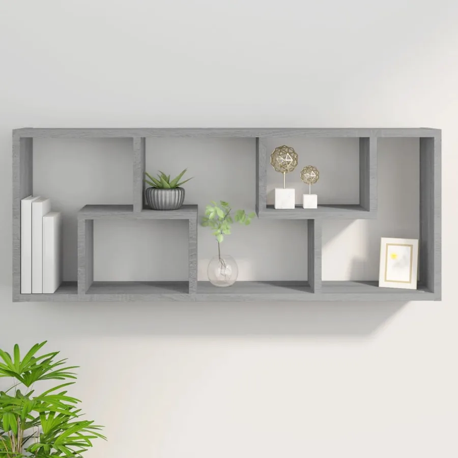 Étagère murale Sonoma gris 36x16x90 cm Bois d'ingénierie - 8