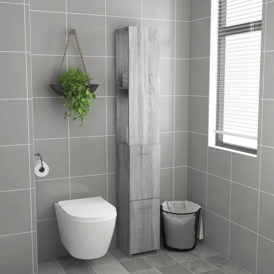 Armoire de bain sonoma gris 25x26,5x170 cm bois d'ingénierie - 3
