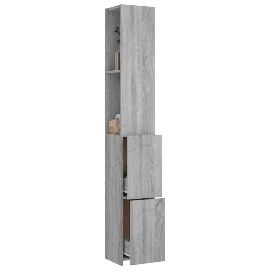 Armoire de bain sonoma gris 25x26,5x170 cm bois d'ingénierie - 4