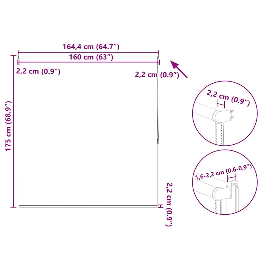 Store enrouleur occultant 164,4 x 175 cm, largeur du tissu 160 cm, gris - 18