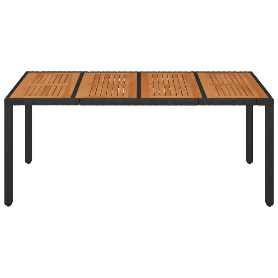 Table de jardin dessus en bois Noir 190x90x75 cm Résine tressée - 3