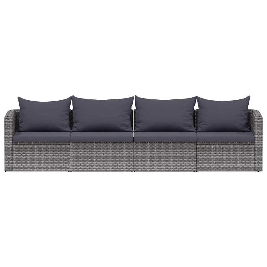 Meuble de jardin 4 pcs avec coussins Gris Résine tressée - 2