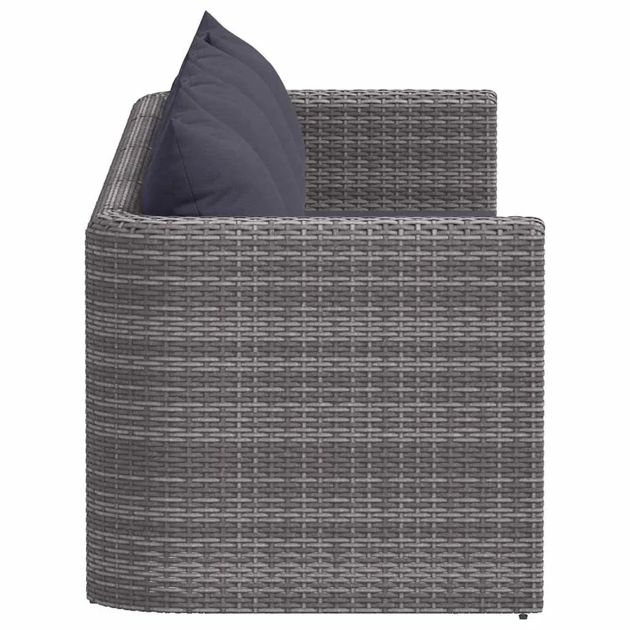Meuble de jardin 4 pcs avec coussins Gris Résine tressée - 4