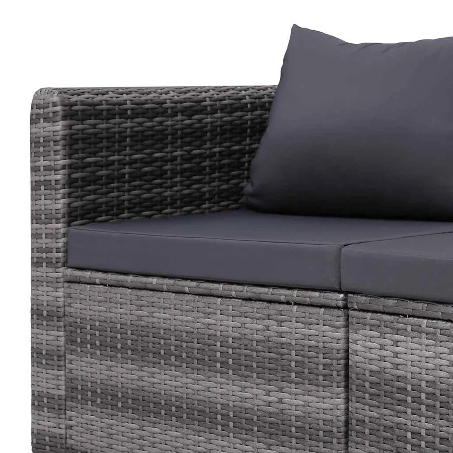 Meuble de jardin 4 pcs avec coussins Gris Résine tressée - 5