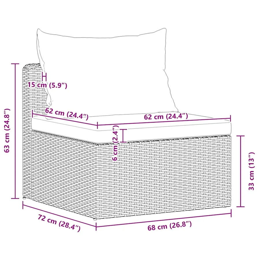 Meuble de jardin 4 pcs avec coussins Gris Résine tressée - 6