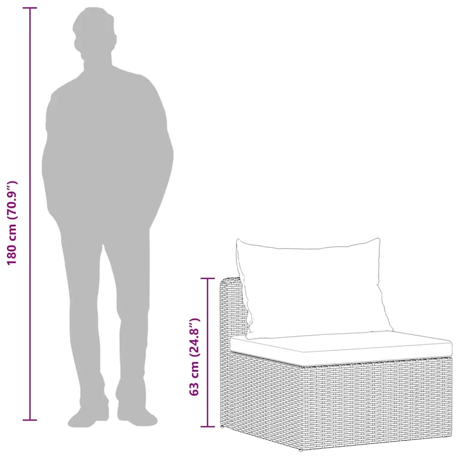 Meuble de jardin 4 pcs avec coussins Gris Résine tressée - 7