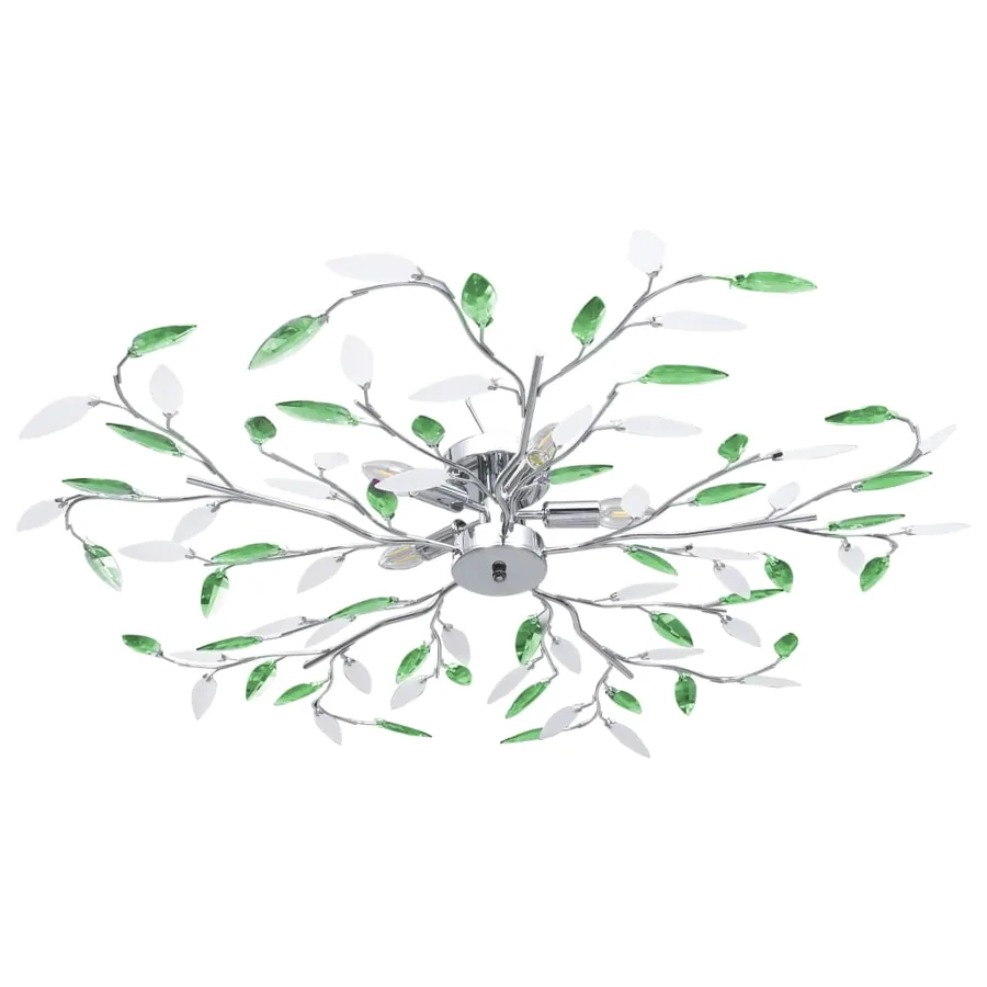 Plafonnier à bras en cristal acrylique 5 ampoules E14 Vert