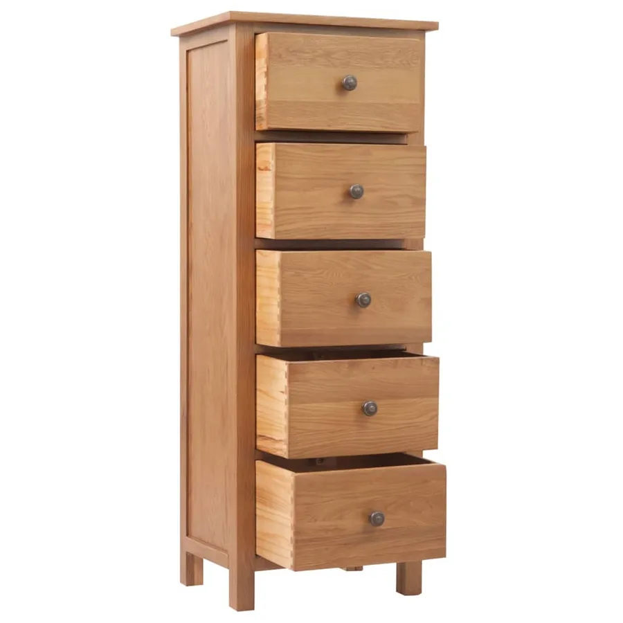 Commode haute 45x32x110 cm Bois de chêne massif - 4