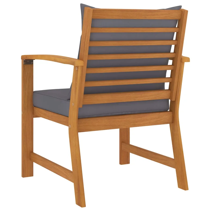 Chaises de jardin lot de 2 avec coussin gris foncé Bois acacia - 4