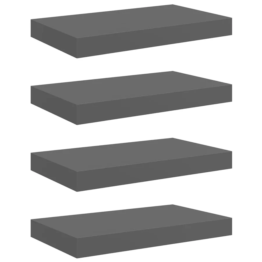 Étagère murale flottante 4 pcs Gris brillant 40x23,5x3,8 cm MDF - 2
