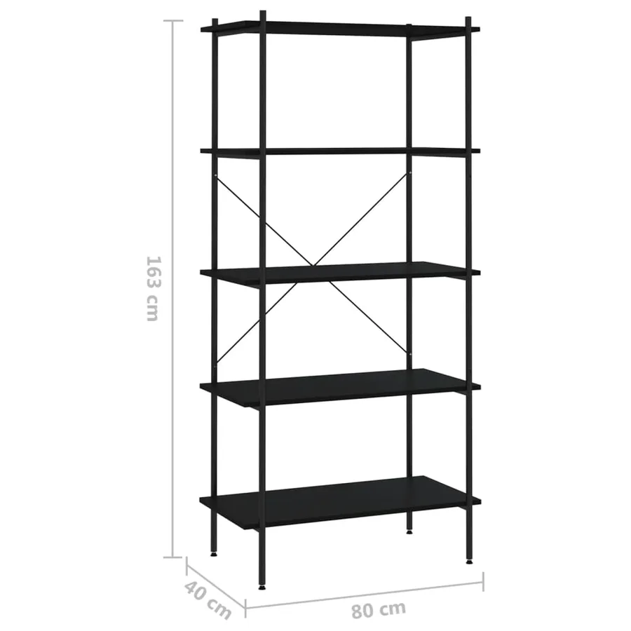 Étagère à 5 niveaux Noir 80x40x163 cm - 7