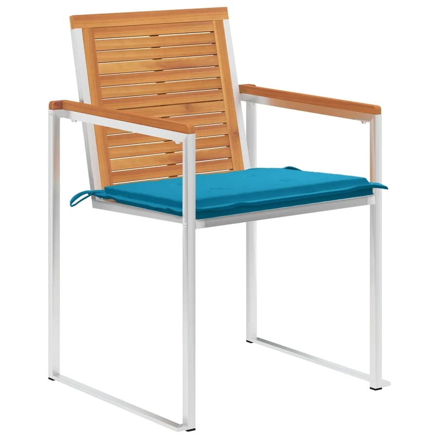 Chaises de jardin lot de 6 avec coussins Bois d'acacia solide - 2