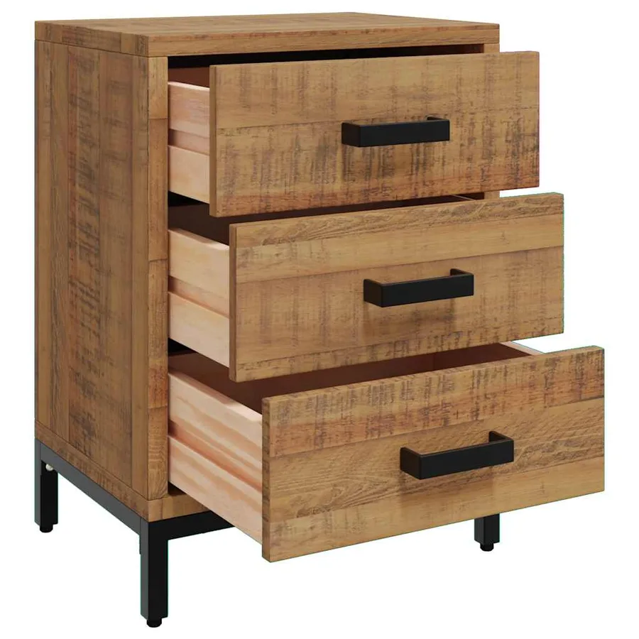 Table de chevet Marron 40x30x55 cm Bois de pin massif - 4