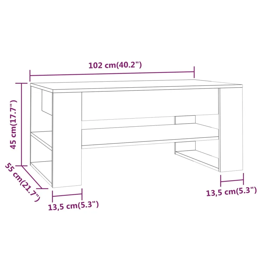 Table basse blanc 102x55x45 cm bois d'ingénierie - 7