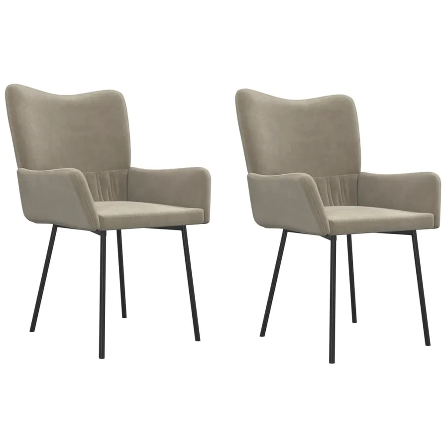 Chaises à manger lot de 2 Gris clair Velours - 2