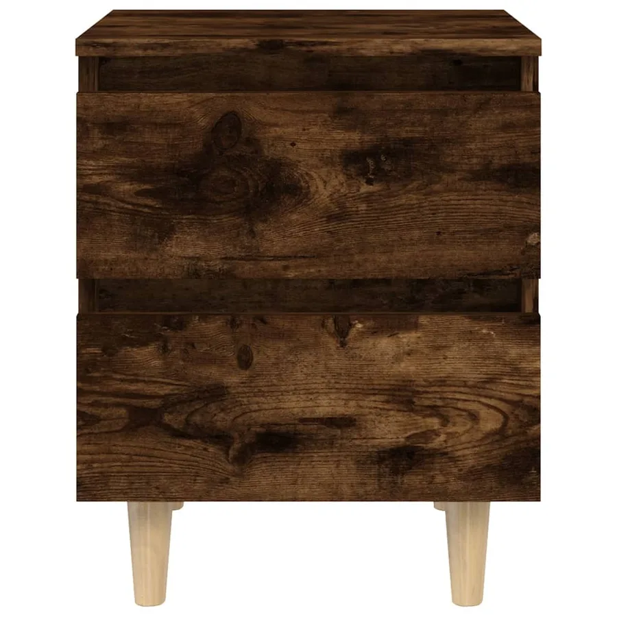 Tables de chevet et pieds en bois 2 pcs Chêne fumé 40x35x50 cm - 6