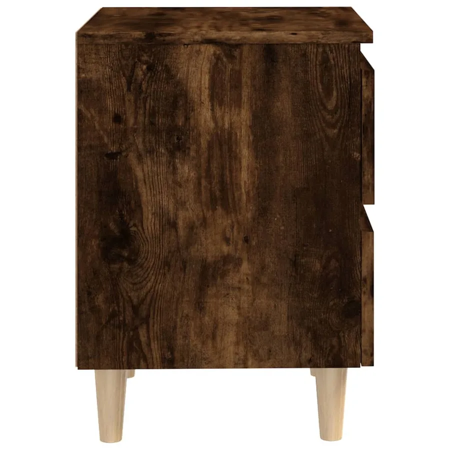 Tables de chevet et pieds en bois 2 pcs Chêne fumé 40x35x50 cm - 7