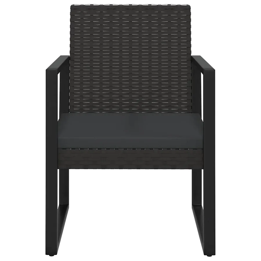 Salon de jardin 3 pcs avec coussins Noir Résine tressée - 4