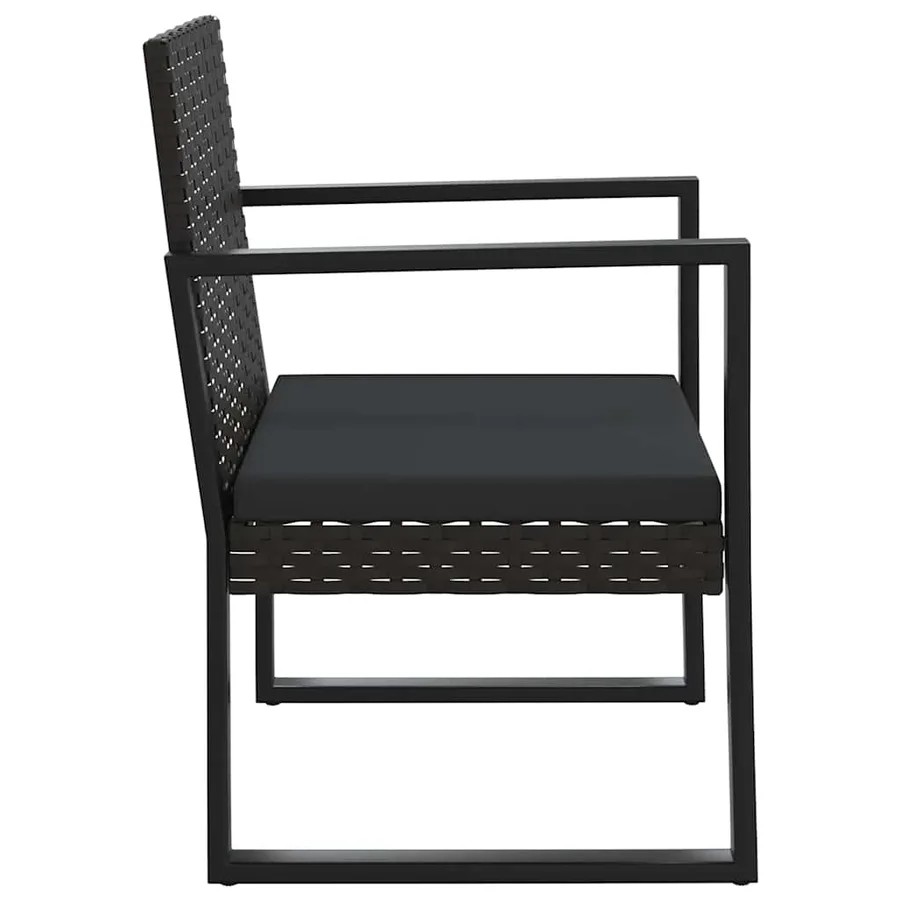 Salon de jardin 3 pcs avec coussins Noir Résine tressée - 5