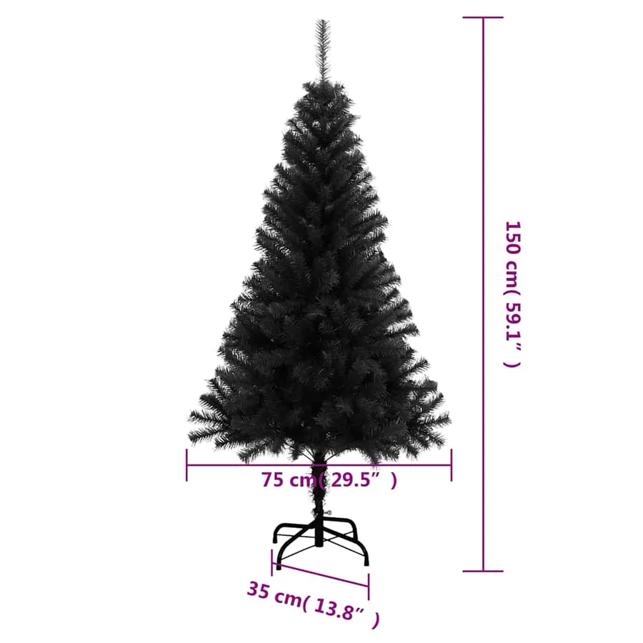Sapin de Noël artificiel avec support noir 150 cm PVC - 7